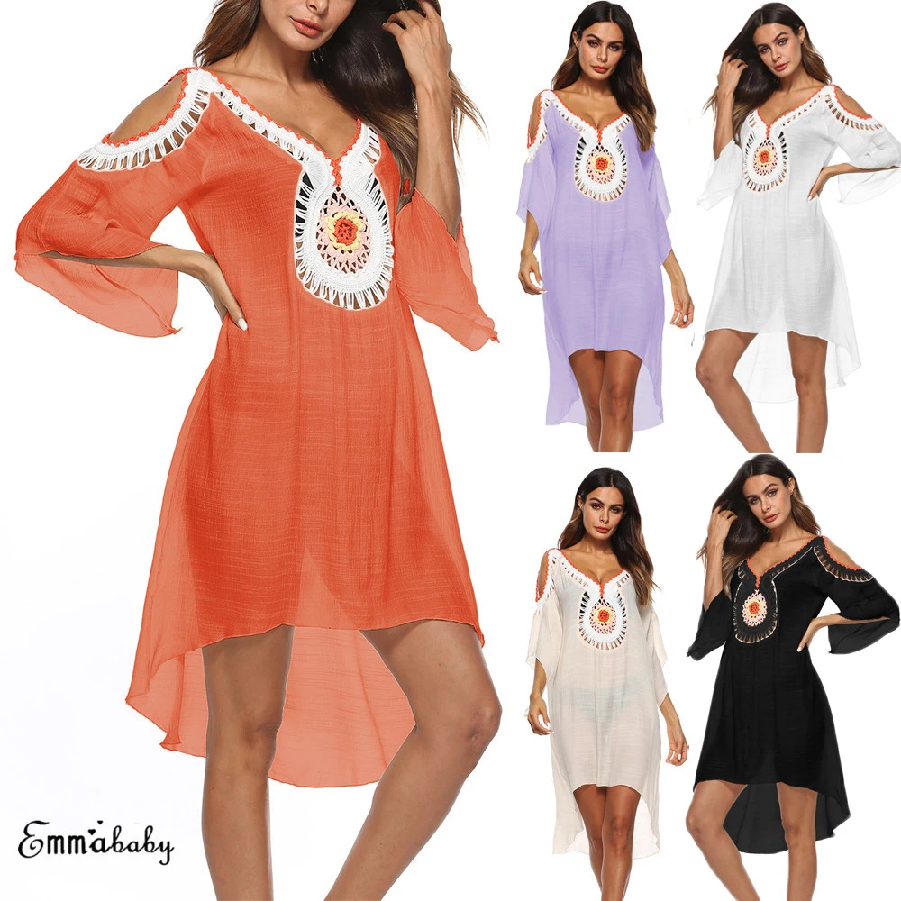 Новое Женское пляжное платье Boho Бразильский купальный костюм кружевная купальная накидка Cover Up повседневное пляжное кружевное платье Лидер продаж
