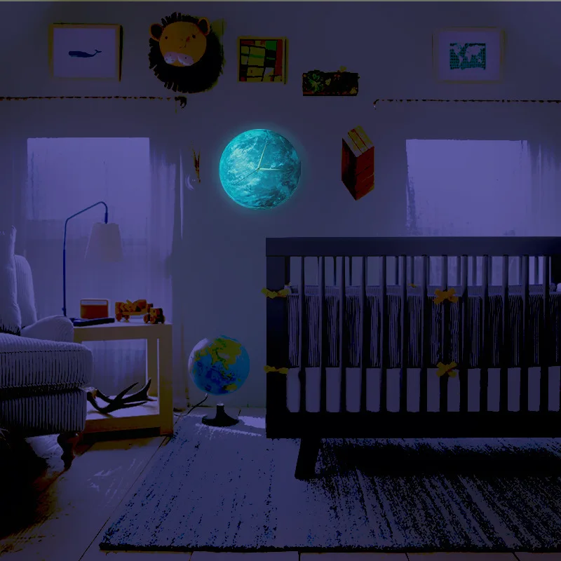 Часы украшения дома Творческий свет настенного световой Луна детская комната