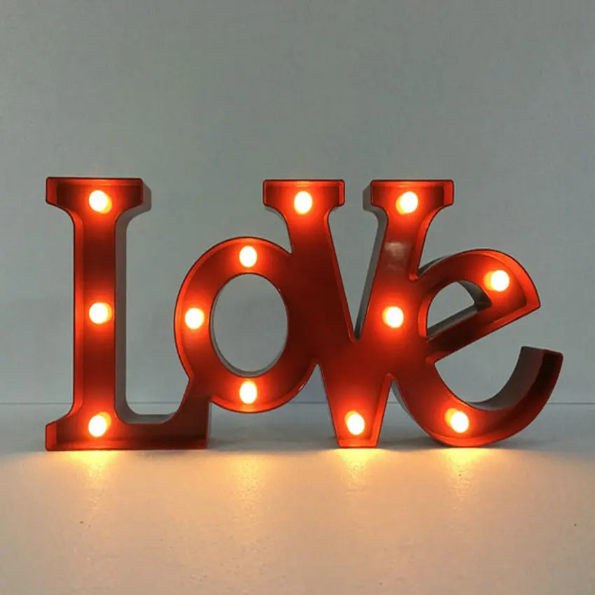 Индивидуальный 12-дюймовый широкий пластиковый светодиодный знак love с 3D буквами