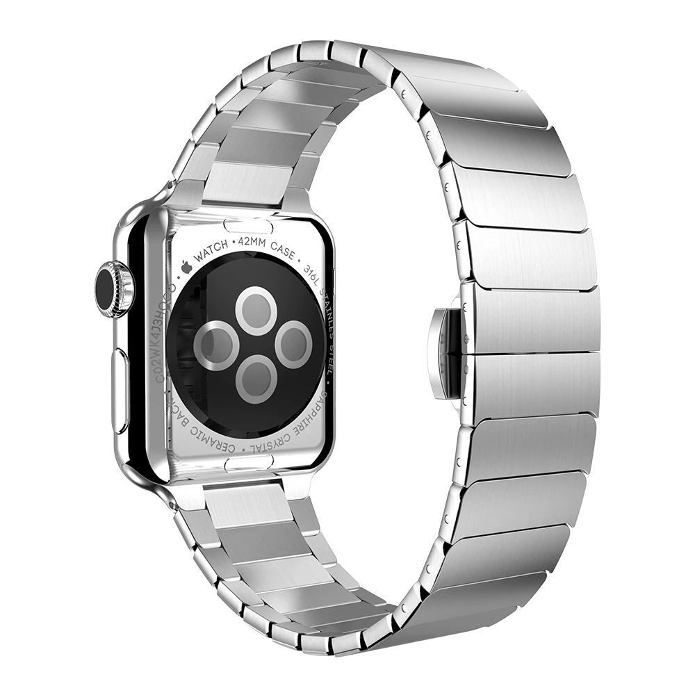 Ремешок из нержавеющей стали для Apple Watch SE 6 5 4 3 2 1 металлический браслет с пряжкой