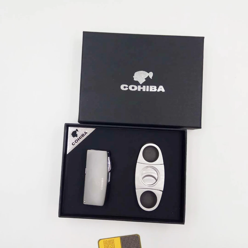 COHIBA зажигалка для сигар резак набор 2 Факел струи пламени с 3 сигары удар | Дом и