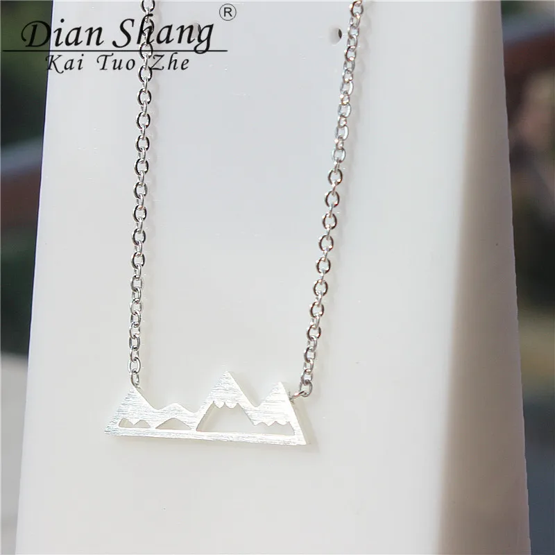 Dianshangkaituozhe Minimalist Mountain Ring Necklace With Earrings Set Jewelry For Women Gold/Silver Plated Wedding | Украшения и
