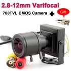 Мини-камера 700TVL с варифокальным объективом, регулируемый объектив 700TVL + адаптер RCA для видеонаблюдения, Автомобильная камера для обгона