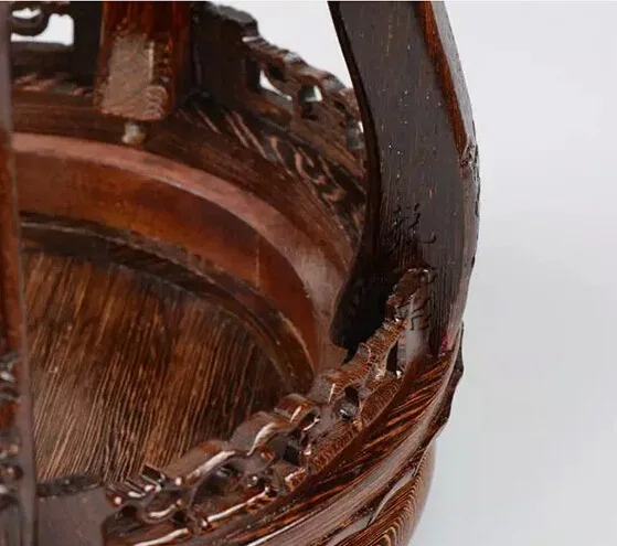 Красная Ваза-подставка из массива дерева с резьбой по дереву аквариум бонсай