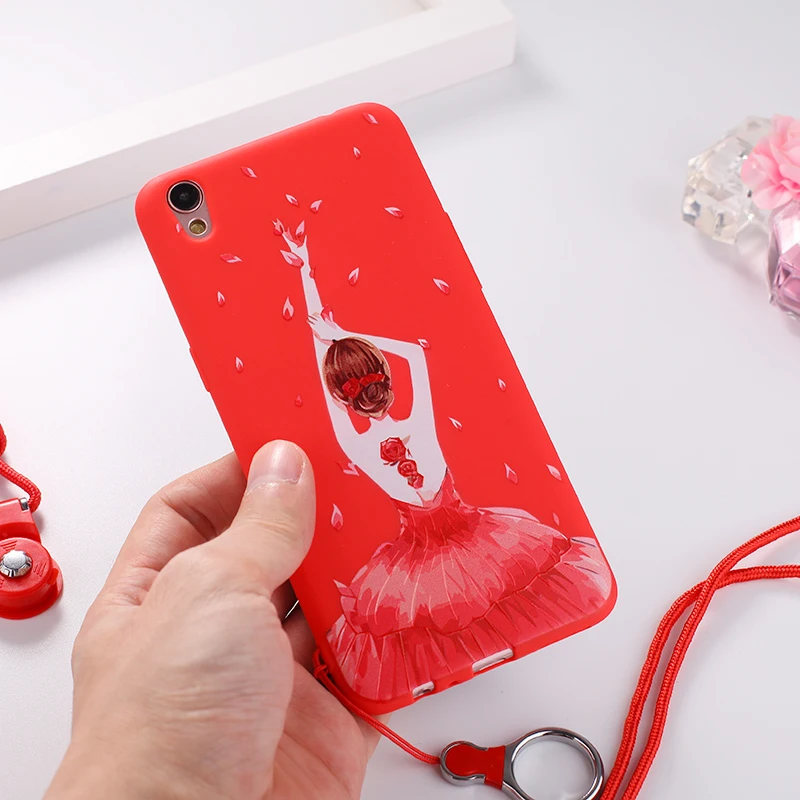 Qosea милый мультфильм чехол для OPPO R9 Plus Silicon Мягкий Красный матовая крышка ПТУ