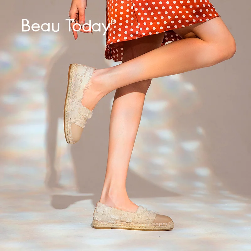 Женские лоферы в рыбацком стиле BeauToday летние лоскутные слипоны из телячьей кожи