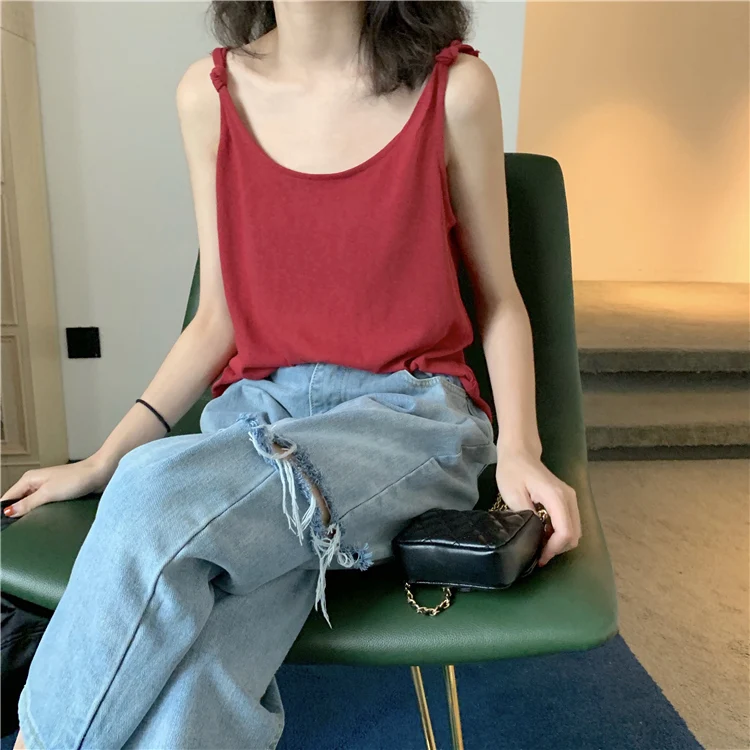 Jielur Women Tank Top Hipster Solid Color Camis Tops Female Vintage Roupas Feminina Chicly New Summer Top Women 4 Colors