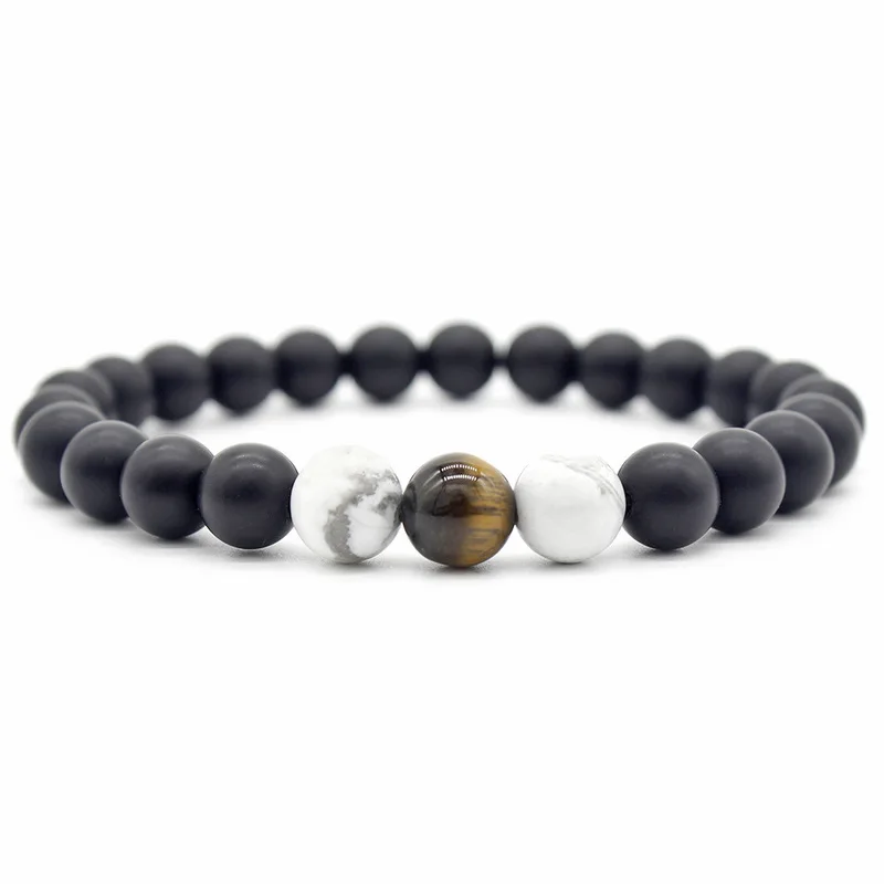 Howlite тигровый глаз черный камень энергетические бусины браслет лечебный баланс