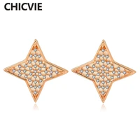 chicvie crystal star piercing earrings fashion jewellery vintage gold color dangle earring for women ethnic gifts ser160018