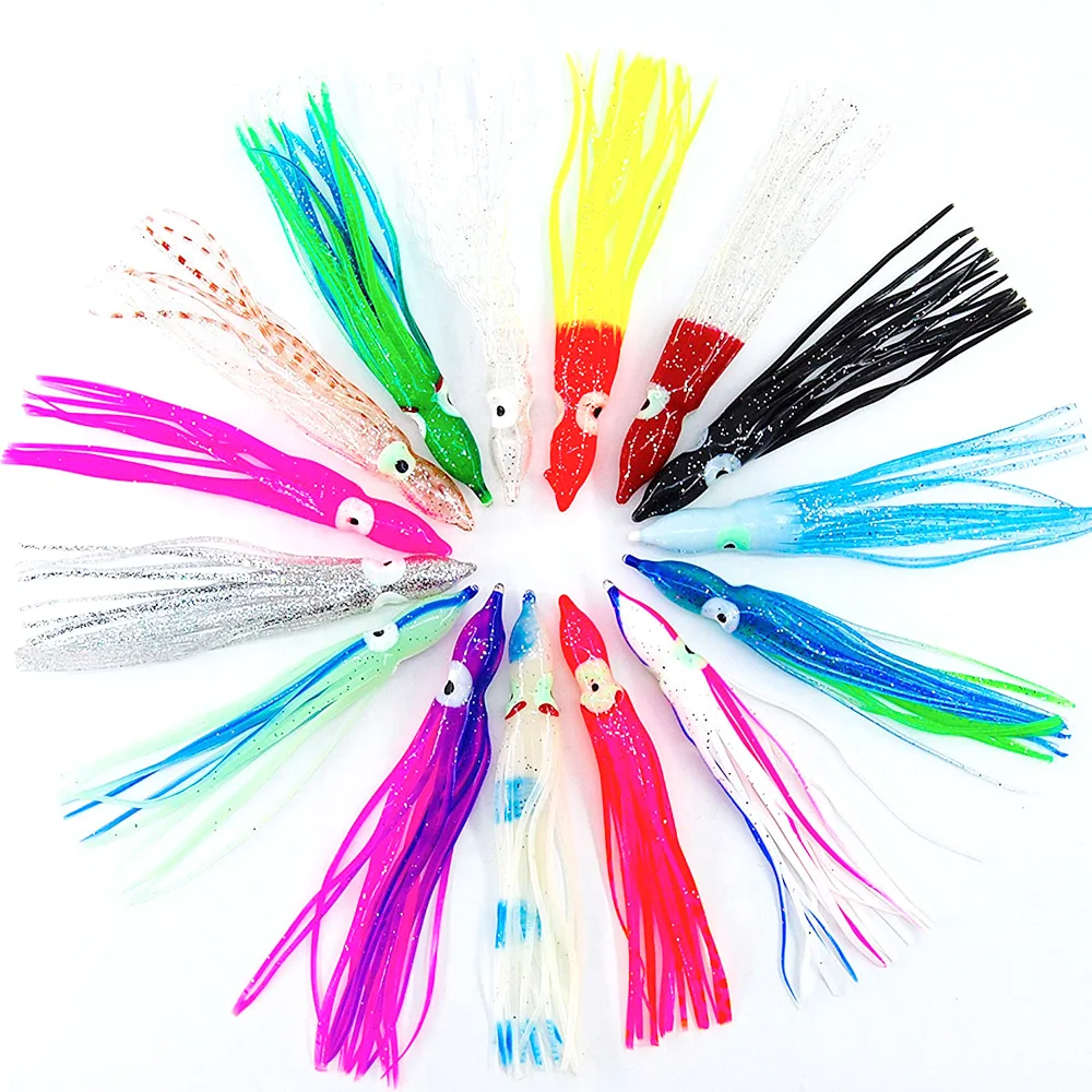 5pcs 12cm Soft Plastic Octopus Fishing Lures For Jigs Mixed Color Silicone Squid Skirts Artificial Jigging Bait | Спорт и