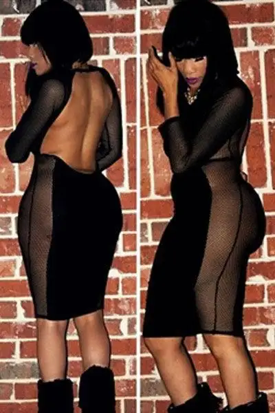 Black Mesh Stitching Curvaceous Midi Dress LC6319 new 2014 sexy summer dress for women | Женская одежда