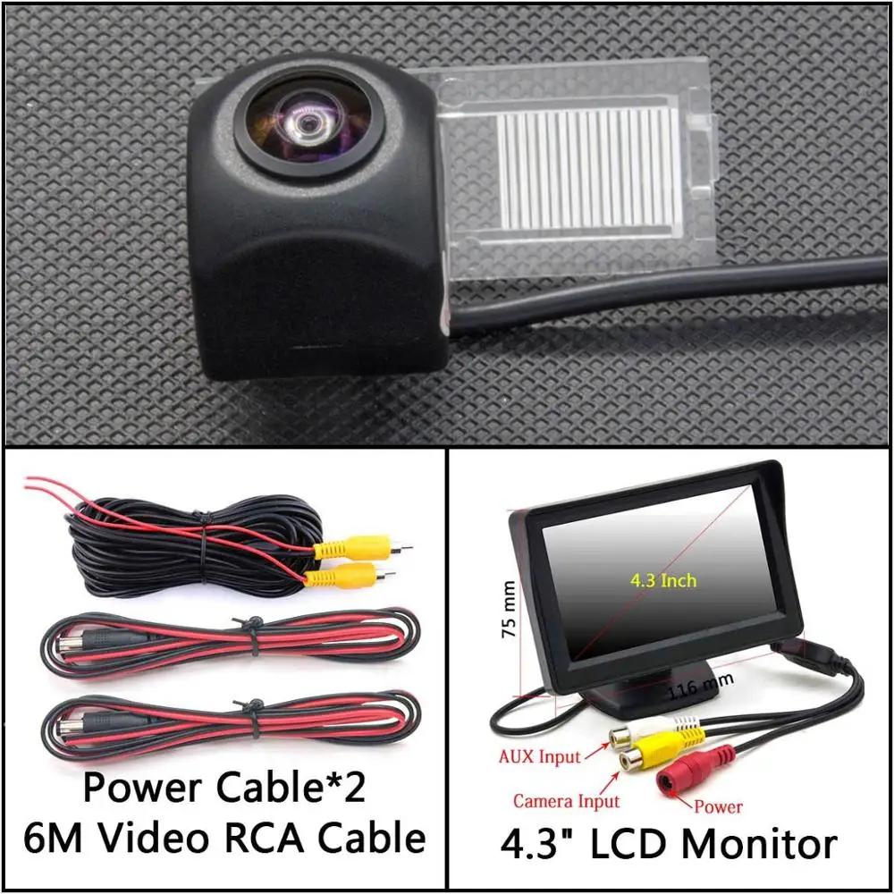Cam Add 4.3 inch LCD 175 градусов HD камера заднего вида Камера для peugeot 208 3D/5D хэтчбек 2012- 301/308/408/508/C5/3008/307 хэтчбек - Название цвета: Cam Add 4.3 inch LCD