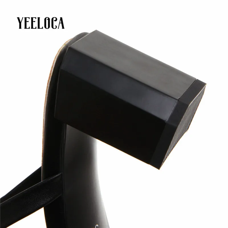 Женские летние шлепанцы YEELOCA 2019 повседневные однотонные черные на квадратном
