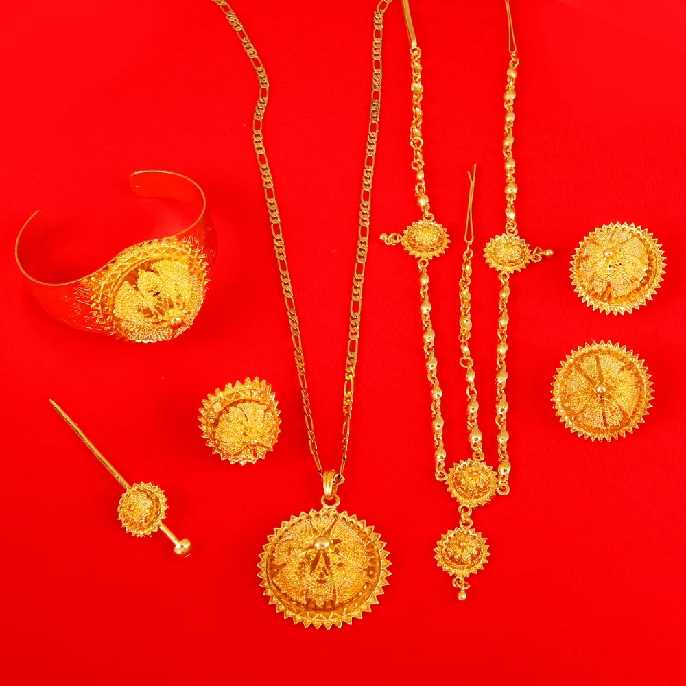 Ювелирные наборы большого размера для эфиопских золотых женщин ювелирные