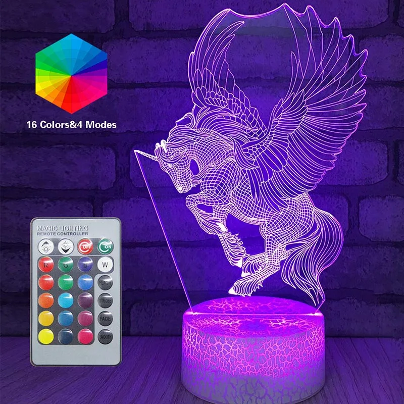 unicorn 15 Дистанционный Единорог светодиодный 3D ночной Светильник детский ночной Светильник многоцветная настольная лампа детский день рождения праздник девушка друг свет единорога подарок - Испускаемый цвет: unicorn 15