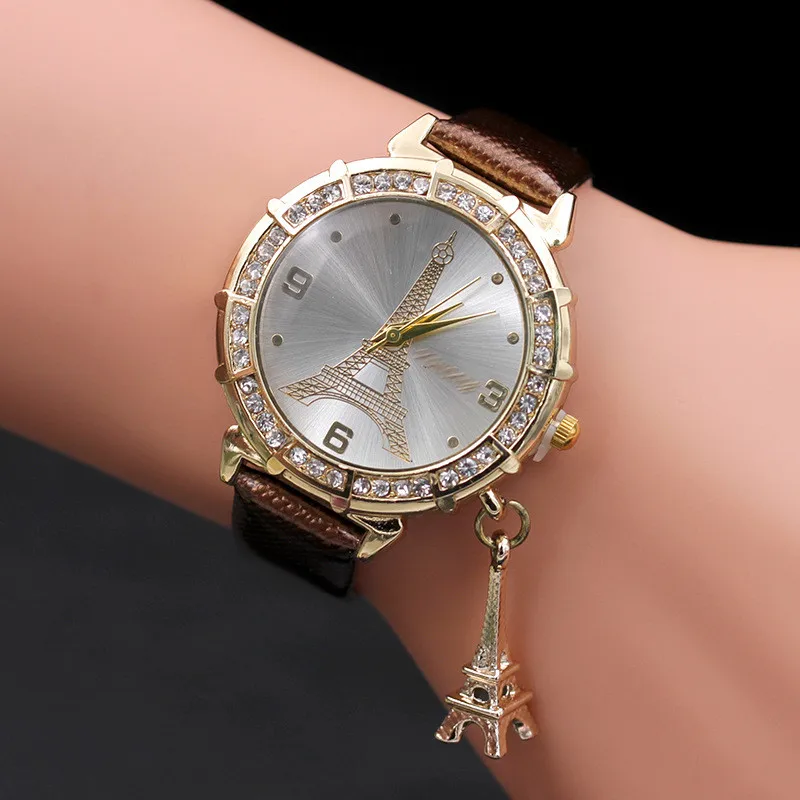 Женские наручные кварцевые часы La moda Reloj de dama с подвеской в виде Эйфелевой башни