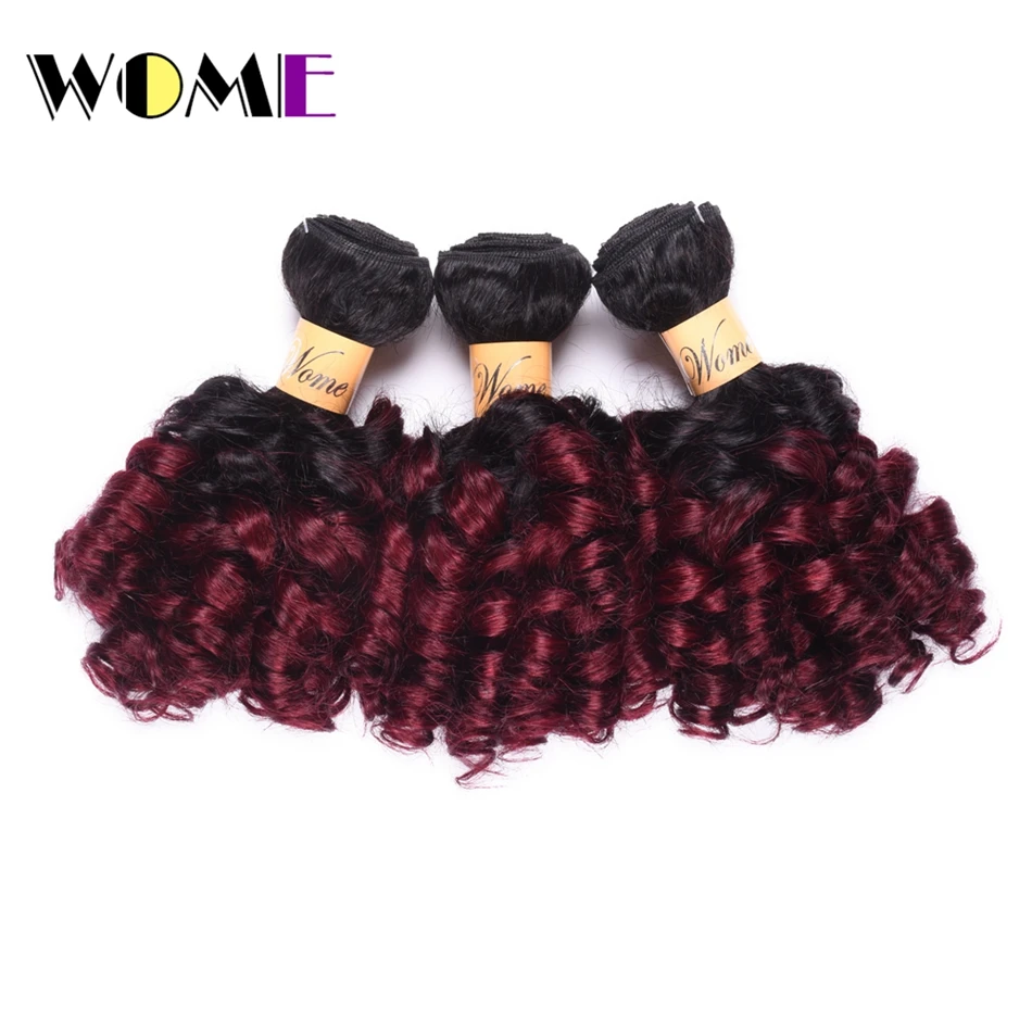 Wome предварительно окрашенные индийские волнистые вьющиеся пучки волос 3 шт. 100%