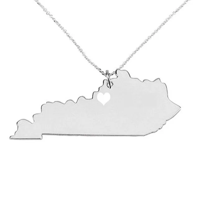 

New Kentucky Map Necklace Gold Silver Color Stainless Steel Kentucky Map Pendant Necklace Map Memorial Jewellery