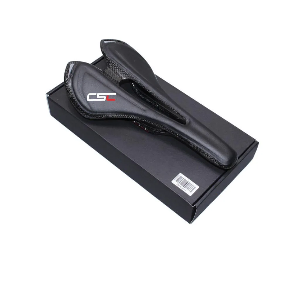 

CSC full carbon road TT Track mountain bike saddle seat Bicycle Carbon Saddle + Leather