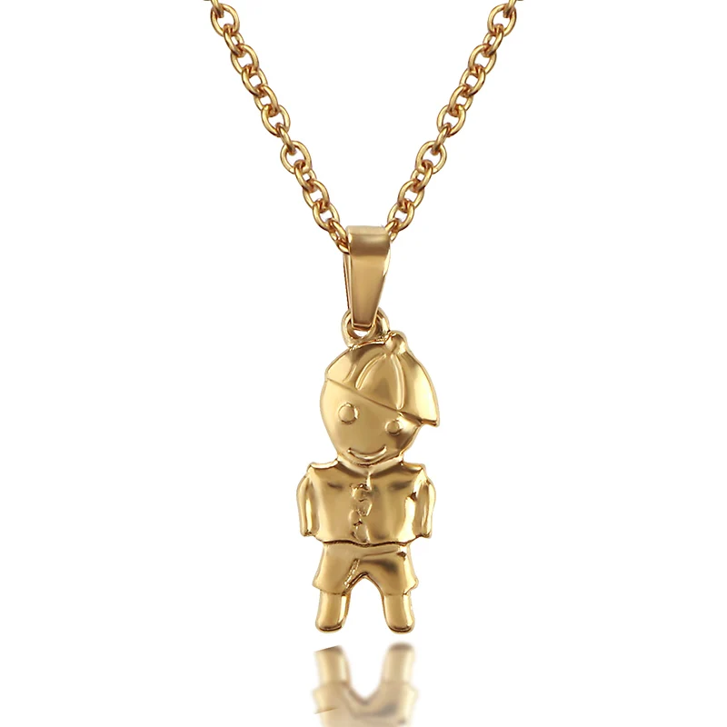 ZFVB Gold color Women Boys Pendant Necklaces Stainless Steel Cute Son Chokers Necklace Pendants Jewelry Bijoux Gift | Украшения и