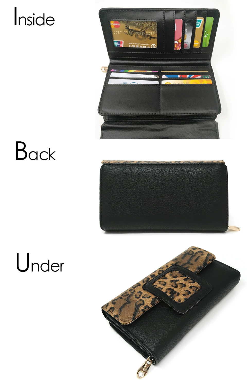 AFKOMST Leopard Women Wallet Long Luxury Solid Coin Purse Credit Card Holder High Quality Clutch Money Bag Walle VKP1524
