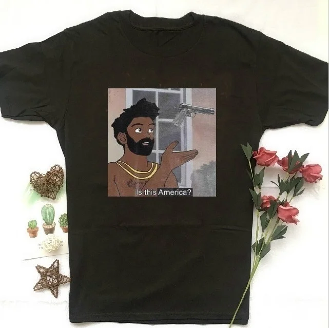 

Queen-XSX Summer Fashion Unisex Top Black Live Matter This Is America Shirt Parody Tee