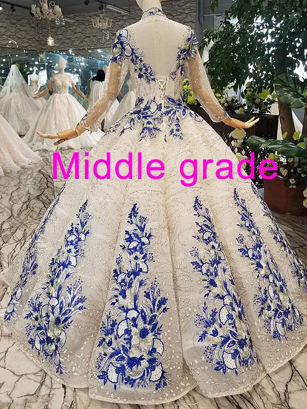 middle grade LS314474 Роскошные цвета женские мусульманские платья случай высокий вырез длинный рукав открытая Замочная скважина Сзади Бальное Платье кривая форма высокое качество - Цвет: middle grade