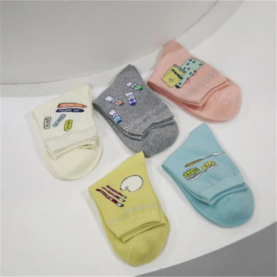 [COSPLACOOL] Новинка корейский стиль лоскутные носки со смешным рисунком модные милые