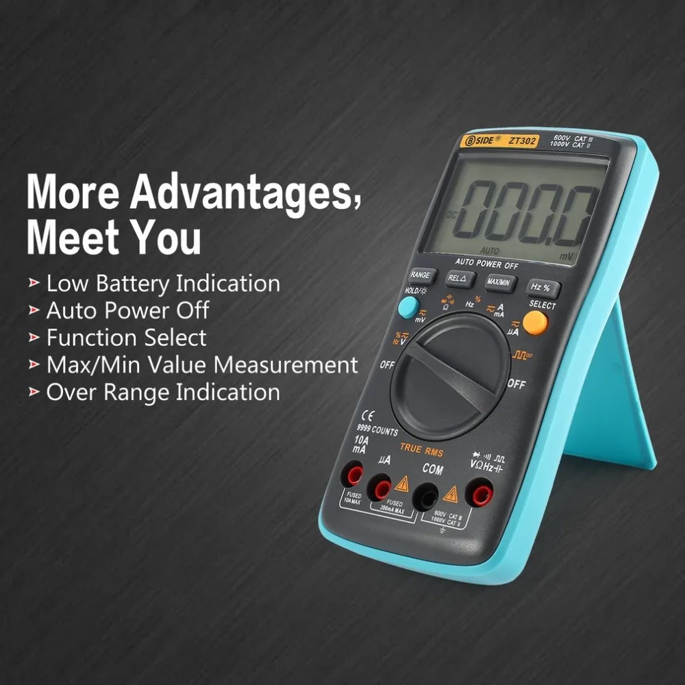BSIDE ZT302 Цифровой мультиметр 9999 количество истинных RMS AC/DC Вольт Ампер Ом Емкость