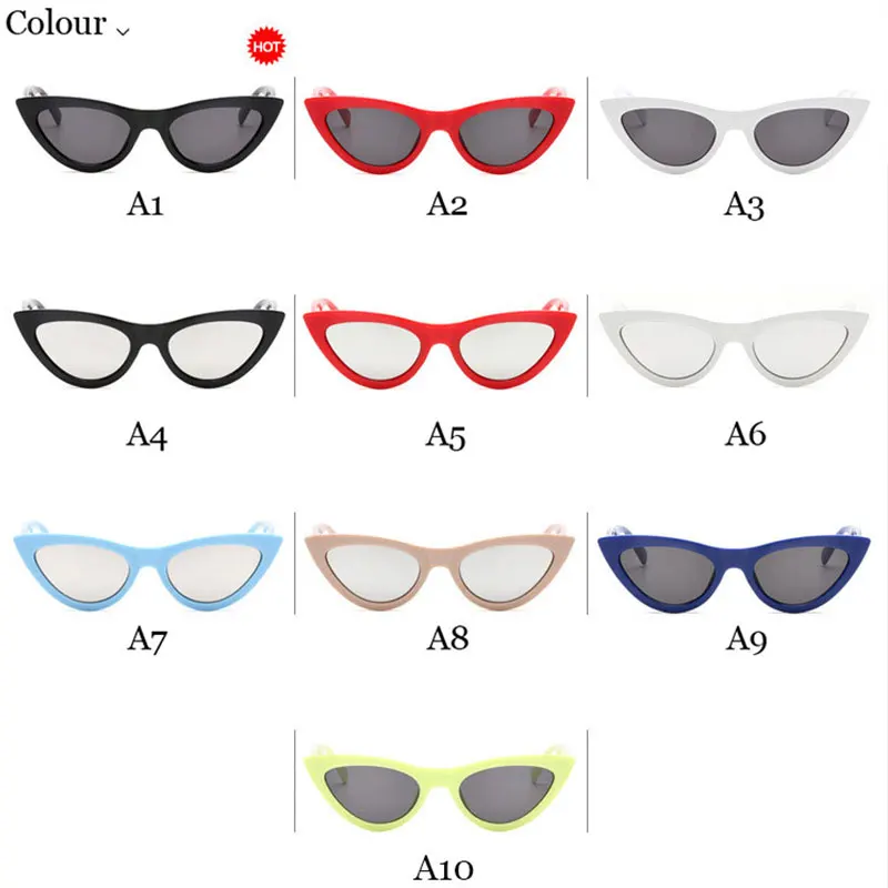 Женские солнцезащитные очки кошачий глаз винтажные брендовые маленькие UV400