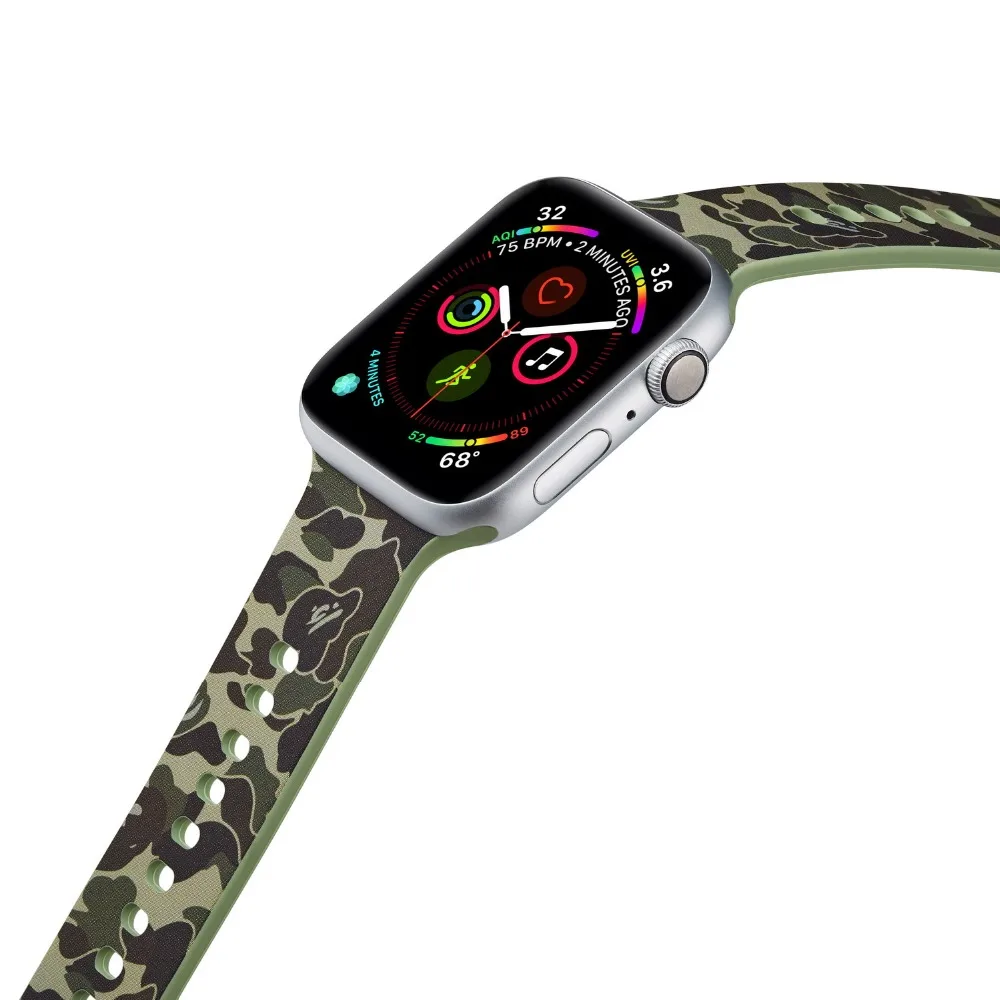 Сменный силиконовый ремешок для Apple Watch 4 44 мм 40 мм браслет с цветочным принтом для iwatch серии 5 3 2 38 мм 42 мм браслеты