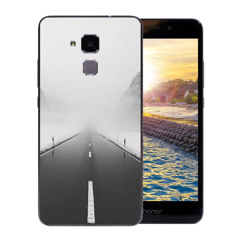 5.2&quot Phone Case For Huawei Honor 5C Shell Clear Soft Silicone for 7 Lite GT3 Black Matte Back Cover Grimace Pattern |