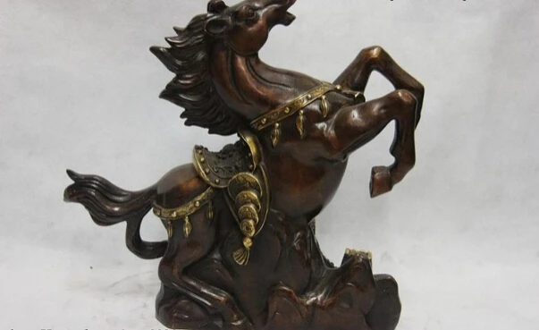 SCY Collectible bronze lion statue S1143 Chinese Copper Bronze Gold Feng Shui Great Wall Wealth Coin Horse Steed Statue B0403 | Дом и сад