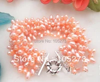 new arriver chirstmas jewellery stunning 5rows natural pink potato shaper aa 6 7mm genuine freshwater pearls bracelet 8inch