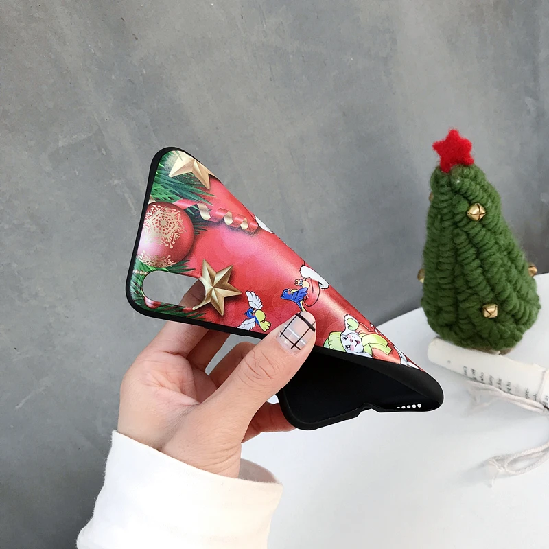 Мультяшный Рождественский чехол для iphone 11 pro max 2019 XR XS Max Санта Клаус Лось