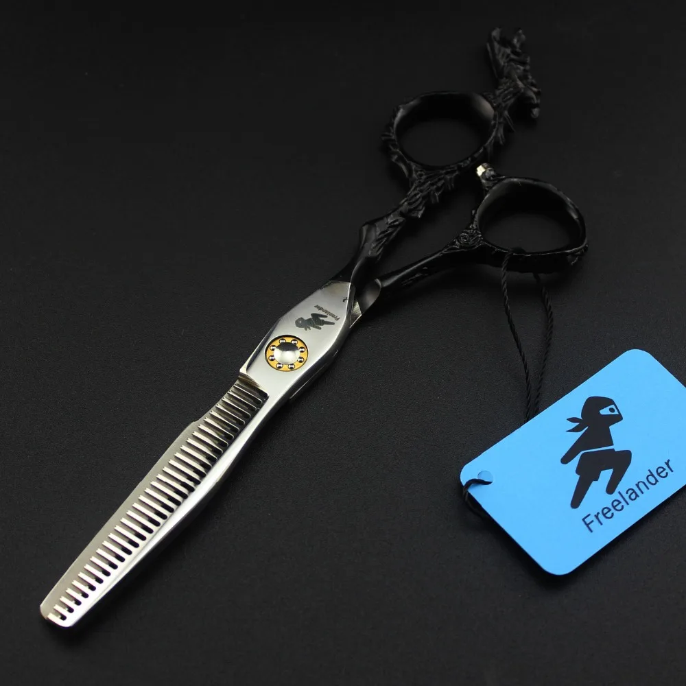 

6.0 inch black handle sword type tail dragon handle salon scissors senior barber scissors household scissors