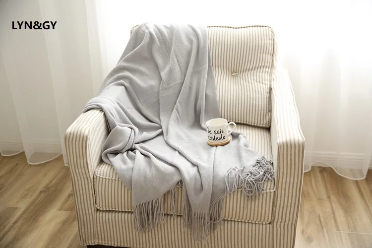 Новый стиль США Кашемировое вязаное одеяло с кисточкой шаль шарф чехол для