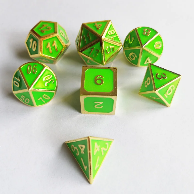 Factory exports new font dungeons &amp dragons 7 PCS /set creative RPG dice d&ampd metal die fluorescent green | Спорт и развлечения