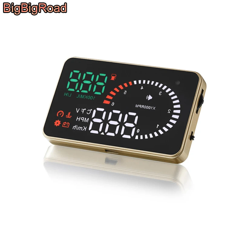 BigBigRoad Автомобильный датчик скорости HUD Дисплей на лобовом стекле проектор OBD2 EUOBD