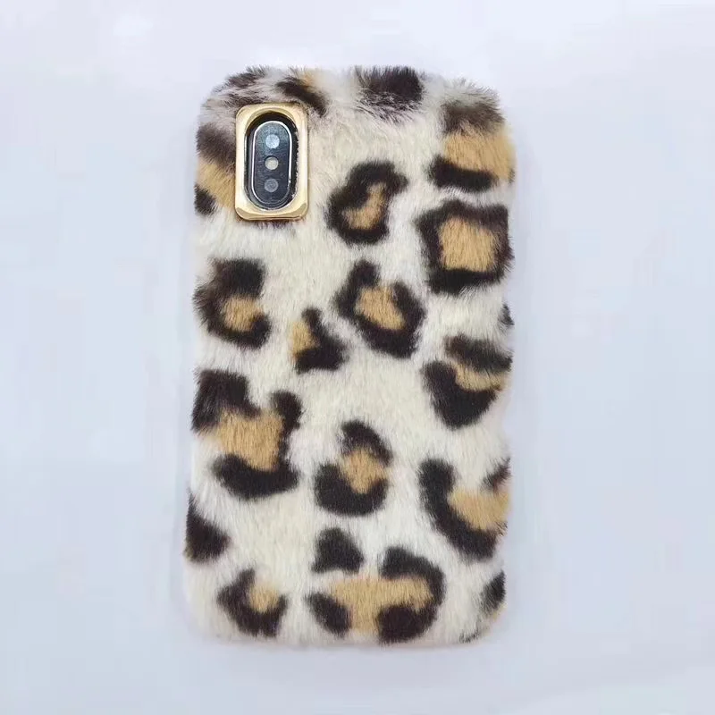 Пикантные леопардовые пушистый кролик меховой чехол для iPhone x xs max Xr плюшевые