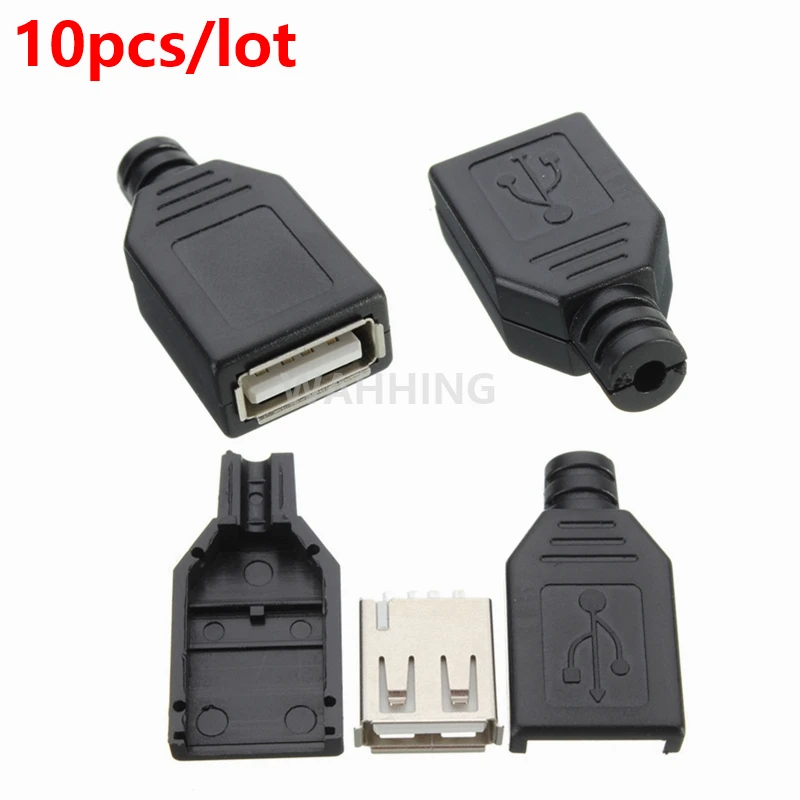 10pcs DIY USB 2.0 A Female Plug Socket Connector &amp Plastic Cover Adapter for Black HY576 | Компьютеры и офис