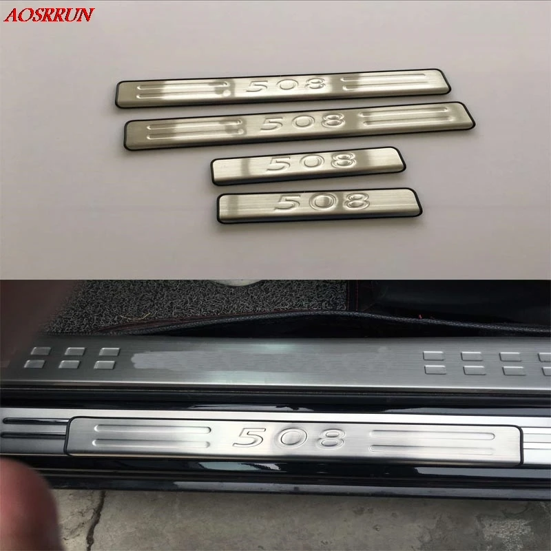 

fit For Peugeot 508 2011-2017 Stainless Steel Door Sill Strip Welcome Pedal Trim Auto Car-Styling Stickers car Accessories 4pcs