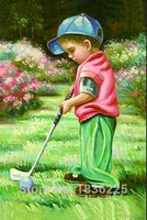 paint manufacturers in china art painting so lovely little boy plays golf oil painting on canvas wall stickers for kids rooms