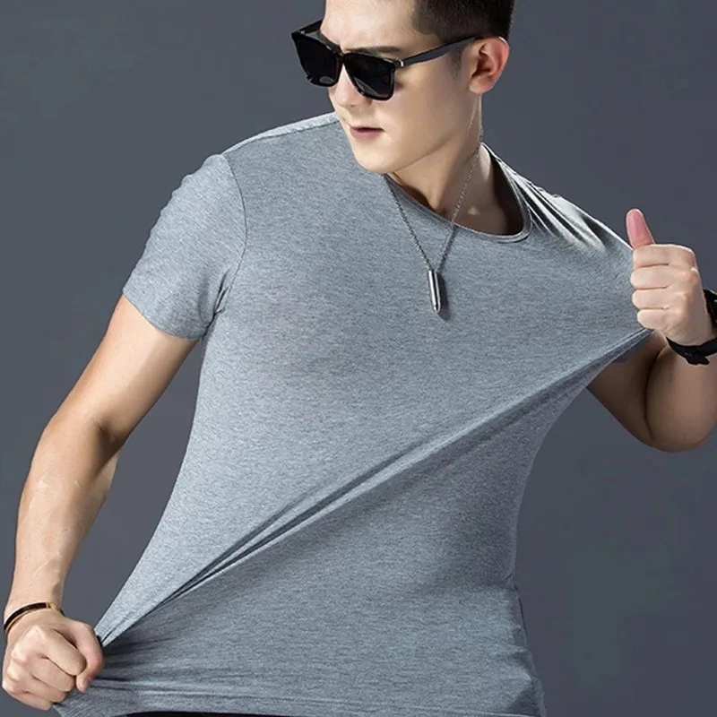 Мужская Базовая футболка с круглым вырезом Slim Fit мужской моды футболки короткий