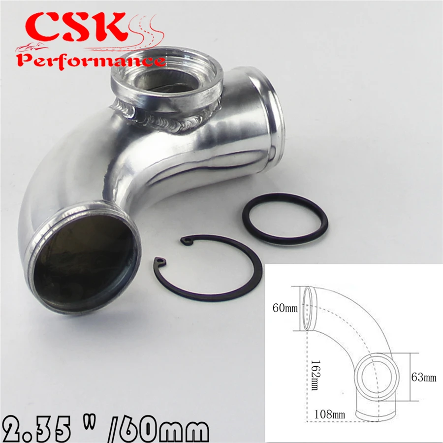 

90 degree 60mm 2.36" Turbo Aluminum Flange Pipe For SSQV/SQV BOV Blow Off Valve