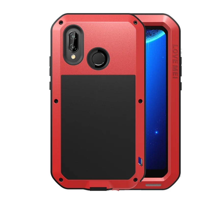 Для Huawei P20 lite Lovemei алюминиевый металл + стекло Gorilla Shock Drop водонепроницаемый чехол