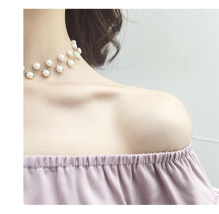 Korean Jewelry Fashion Simple trendy Short Necklace Imitation Pearl Steampunk Torques Women Statement | Украшения и аксессуары