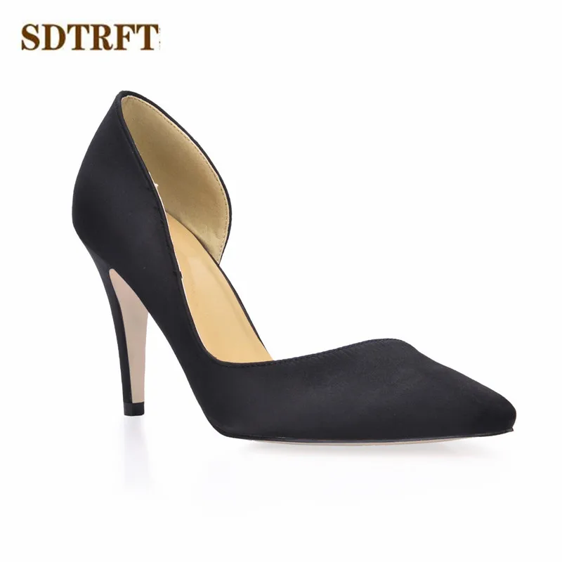 

SDTRFT stilettos Summer 9cm Thin high heels wedding shoes woman sexy Pointed Toe hollow out pumps Plus:35-42 43 sapato feminino