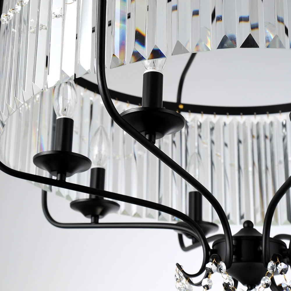 Современная роскошная светодиодная люстра из железа и стекла потолочные