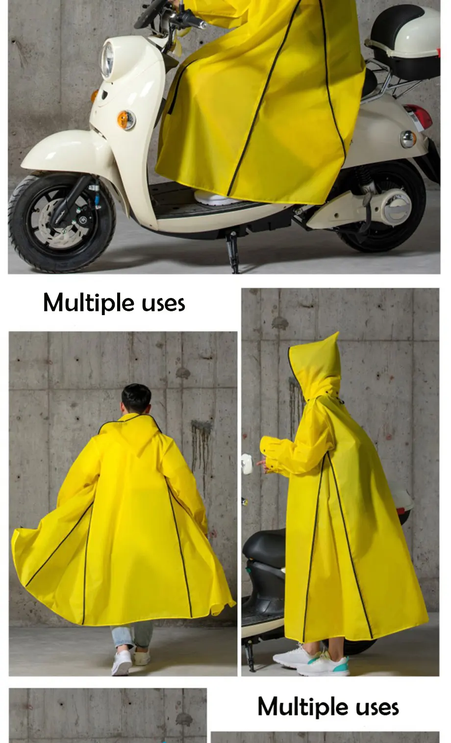 Hot Sale EVA Raincoat Women/Men Zipper Hooded Poncho Motorcycle Rainwear Long Style Hiking Poncho Environmental Rain Jacket